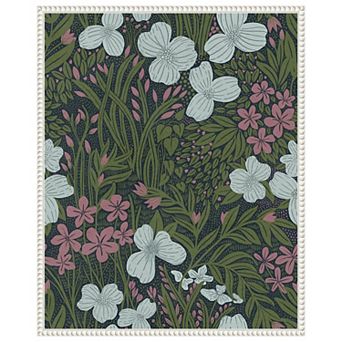 Field of Flowers Green by Katie Oshea Framed Canvas Wall Art Print