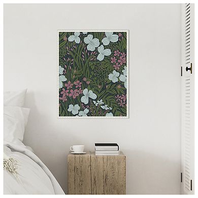 Field of Flowers Green by Katie Oshea Framed Canvas Wall Art Print