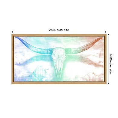 Longhorn II rainbow by Marie Elaine Cusson Framed Canvas Wall Art Print