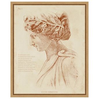 Sepia Greek Statues I by Annie Warren Framed Canvas Wall Art Print