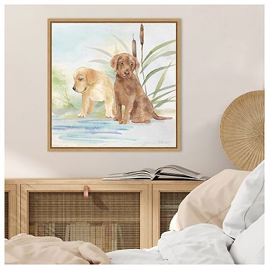 Woodland Dogs II by Cynthia Coulter Framed Canvas Wall Art Print