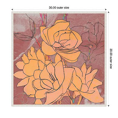 Abstract Pale Roses by Elena Ray Framed Canvas Wall Art Print
