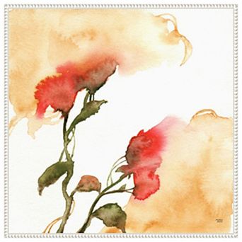 Watercolor Floral Yellow and Red II by Andrea Bijou Framed Canvas Wall Art Print