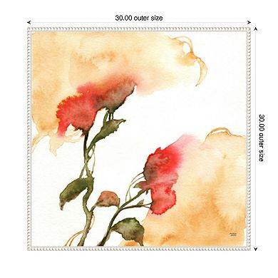 Watercolor Floral Yellow and Red II by Andrea Bijou Framed Canvas Wall Art Print