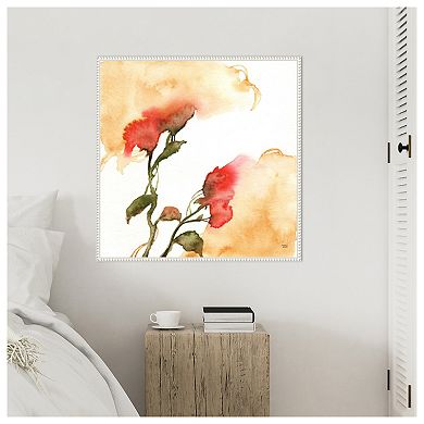 Watercolor Floral Yellow and Red II by Andrea Bijou Framed Canvas Wall Art Print