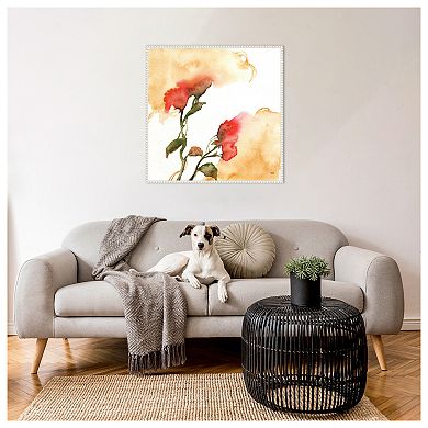 Watercolor Floral Yellow and Red II by Andrea Bijou Framed Canvas Wall Art Print