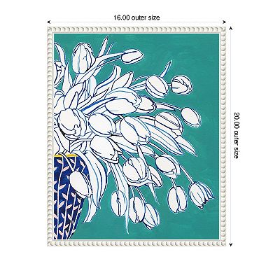 Turquoise Tulip Bouquet II by Grace Popp Framed Canvas Wall Art Print