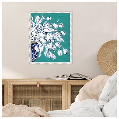 Turquoise Tulip Bouquet II by Grace Popp Framed Canvas Wall Art Print