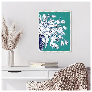 Turquoise Tulip Bouquet II by Grace Popp Framed Canvas Wall Art Print