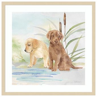 Woodland Dogs II by Cynthia Coulter Wood Framed Wall Art Print