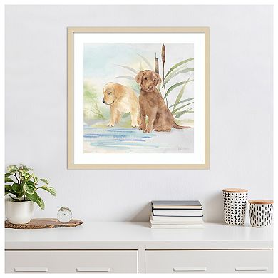 Woodland Dogs II by Cynthia Coulter Wood Framed Wall Art Print