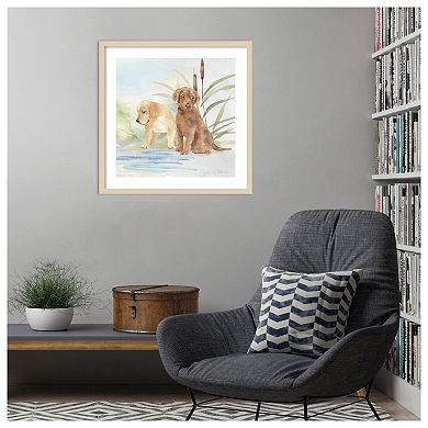 Woodland Dogs II by Cynthia Coulter Wood Framed Wall Art Print