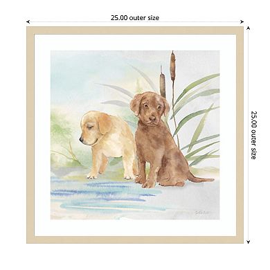 Woodland Dogs II by Cynthia Coulter Wood Framed Wall Art Print