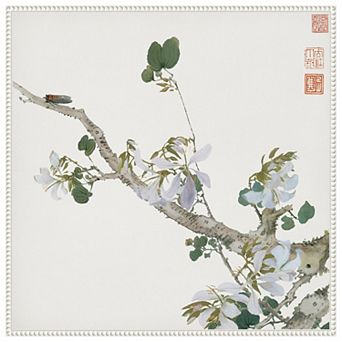 Insects and Flowers IV by Ju Lian Framed Canvas Wall Art Print