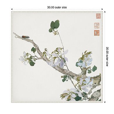 Insects and Flowers IV by Ju Lian Framed Canvas Wall Art Print