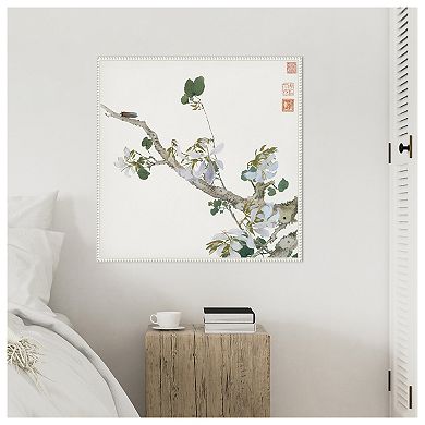 Insects and Flowers IV by Ju Lian Framed Canvas Wall Art Print