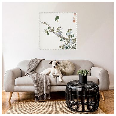 Insects and Flowers IV by Ju Lian Framed Canvas Wall Art Print