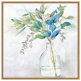 Eucalyptus Vase Navy I by Cynthia Coulter Framed Canvas Wall Art Print
