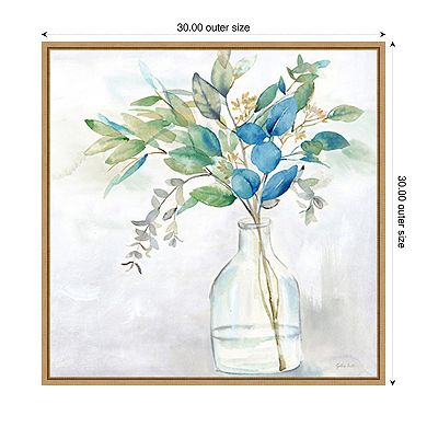 Eucalyptus Vase Navy I by Cynthia Coulter Framed Canvas Wall Art Print
