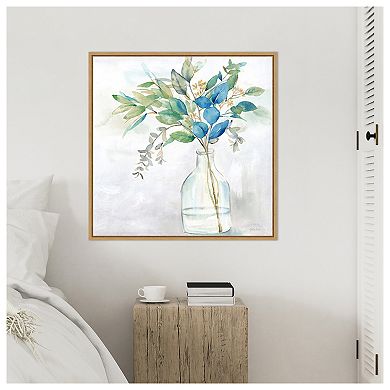 Eucalyptus Vase Navy I by Cynthia Coulter Framed Canvas Wall Art Print