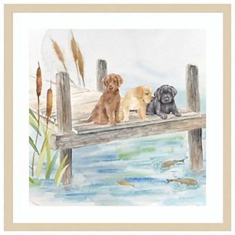 Woodland Dogs IV by Cynthia Coulter Wood Framed Wall Art Print