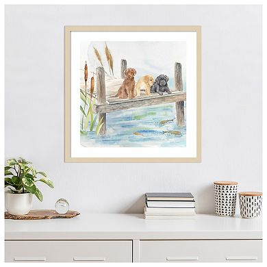 Woodland Dogs IV by Cynthia Coulter Wood Framed Wall Art Print