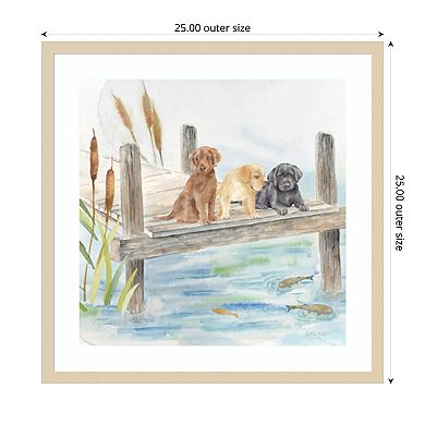 Woodland Dogs IV by Cynthia Coulter Wood Framed Wall Art Print