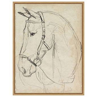 Horse in Bridle Sketch II by Jennifer Paxton Parker Framed Canvas Wall Art Print
