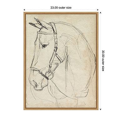 Horse in Bridle Sketch II by Jennifer Paxton Parker Framed Canvas Wall Art Print