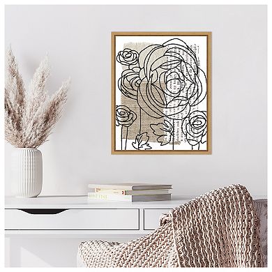 Drawn Flowers II by Alonzo Saunders Framed Canvas Wall Art Print