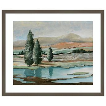 Trees Across The River by Max Maxx Wood Framed Wall Art Print