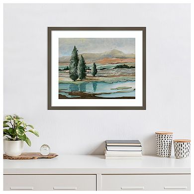 Trees Across The River by Max Maxx Wood Framed Wall Art Print