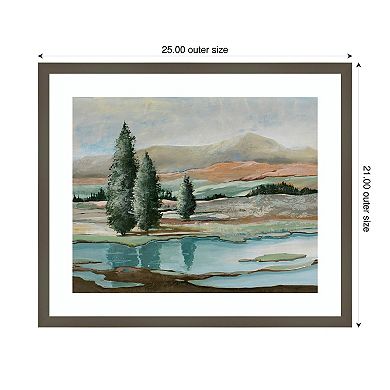 Trees Across The River by Max Maxx Wood Framed Wall Art Print
