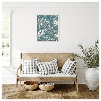 Field of Flowers Blue by Katie Oshea Framed Canvas Wall Art Print