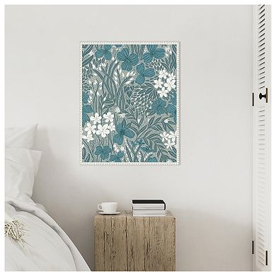 Field of Flowers Blue by Katie Oshea Framed Canvas Wall Art Print