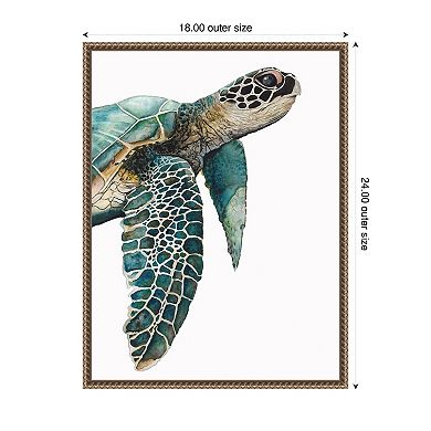 Great Sea Turtle by Jodi Hatfield Framed Canvas Wall Art Print