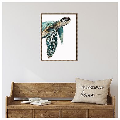 Great Sea Turtle by Jodi Hatfield Framed Canvas Wall Art Print