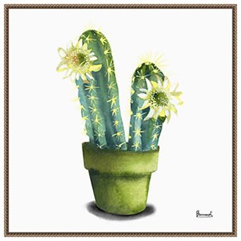 Cactus Flowers II by Bannarot Framed Canvas Wall Art Print