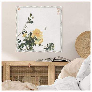 Insects and Flowers VI by Ju Lian Framed Canvas Wall Art Print