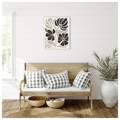 Modern Petals II Neutral by Veronique Charron Framed Canvas Wall Art Print