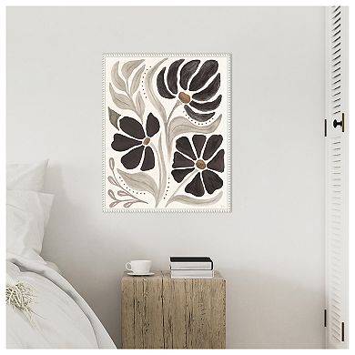 Modern Petals II Neutral by Veronique Charron Framed Canvas Wall Art Print