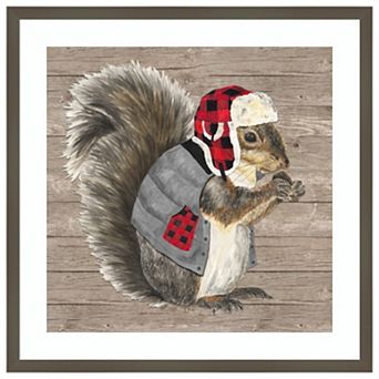 Warm in the Wilderness Squirrel by Tara Reed Wood Framed Wall Art Print