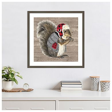 Warm in the Wilderness Squirrel by Tara Reed Wood Framed Wall Art Print