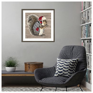 Warm in the Wilderness Squirrel by Tara Reed Wood Framed Wall Art Print