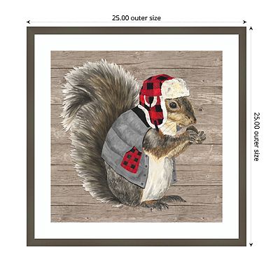 Warm in the Wilderness Squirrel by Tara Reed Wood Framed Wall Art Print