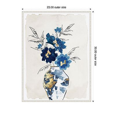 Sapphire Vase of Flowers by Eva Watts Framed Canvas Wall Art Print