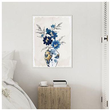Sapphire Vase of Flowers by Eva Watts Framed Canvas Wall Art Print