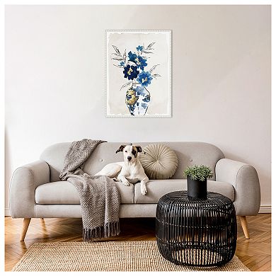 Sapphire Vase of Flowers by Eva Watts Framed Canvas Wall Art Print