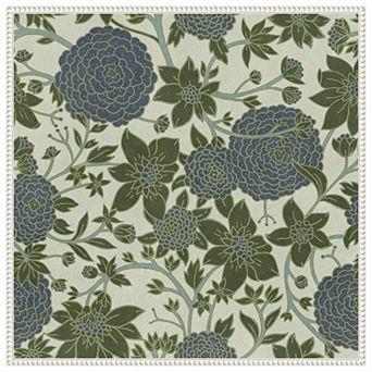 Puff Ball Vines Blue Green by Katie Oshea Framed Canvas Wall Art Print