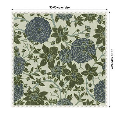 Puff Ball Vines Blue Green by Katie Oshea Framed Canvas Wall Art Print